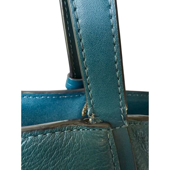 Michael Kors Whitney Large LeatherTeal Zippered Tote GUC - Picture 12 of 16